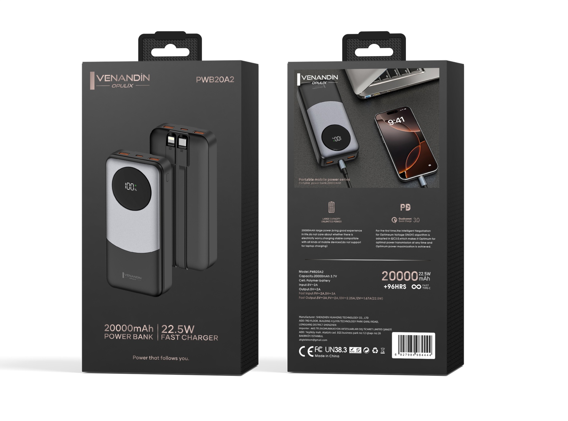 VENANDİN PWB20A2 22,5W 20,000MAH POWERBANK