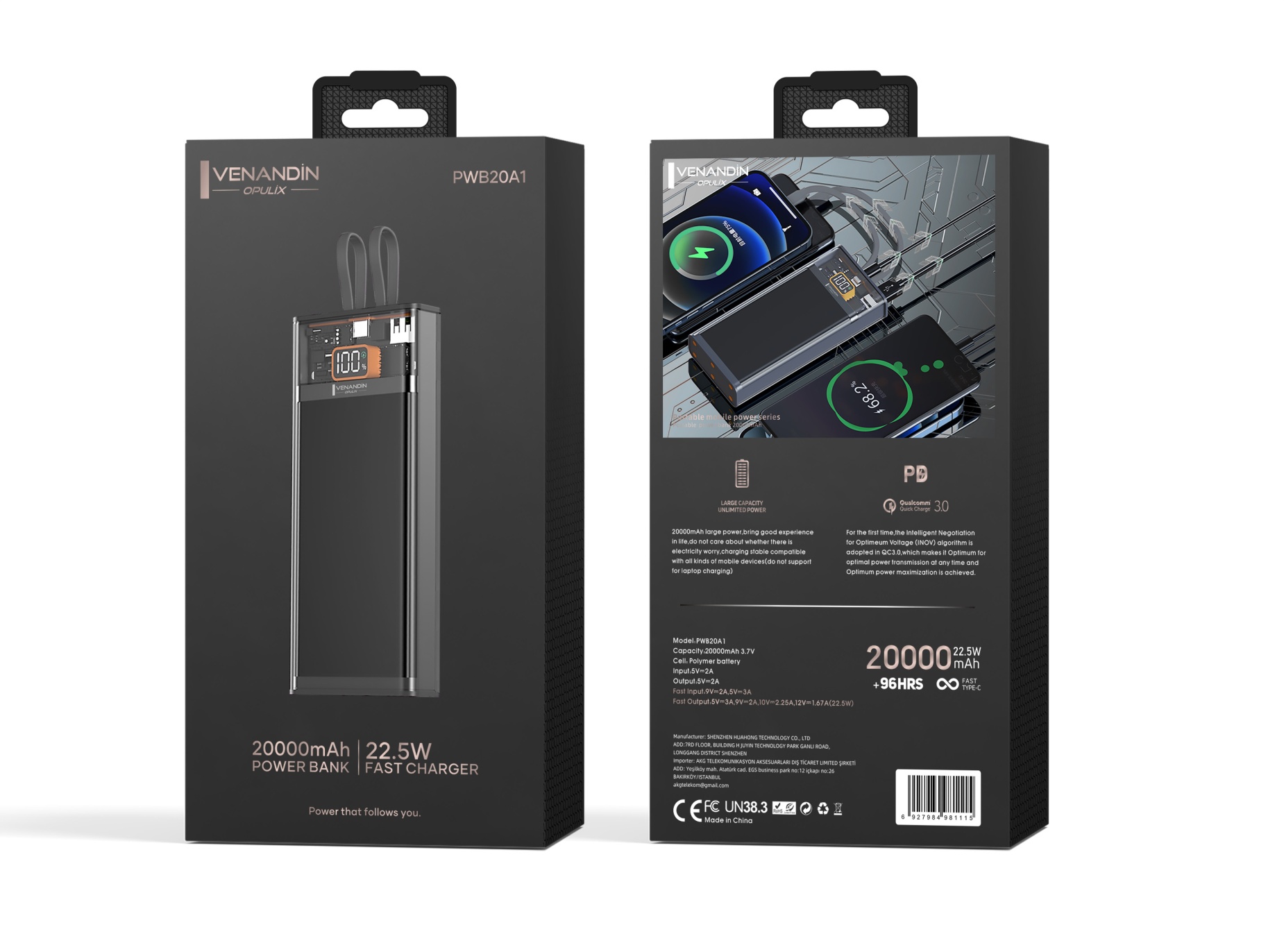 VENANDİN PWB20A1 22,5W 20,000MAH POWERBANK